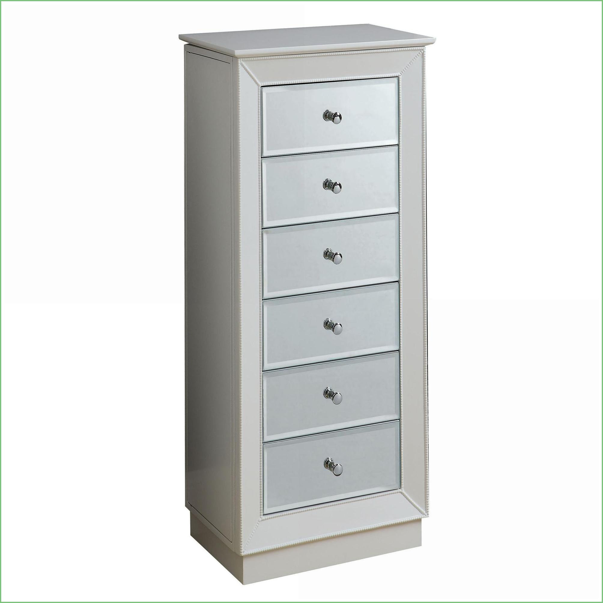 Latitude Run® Jewelry Armoire, Modern White 6-Drawer with Mirror & Felt
